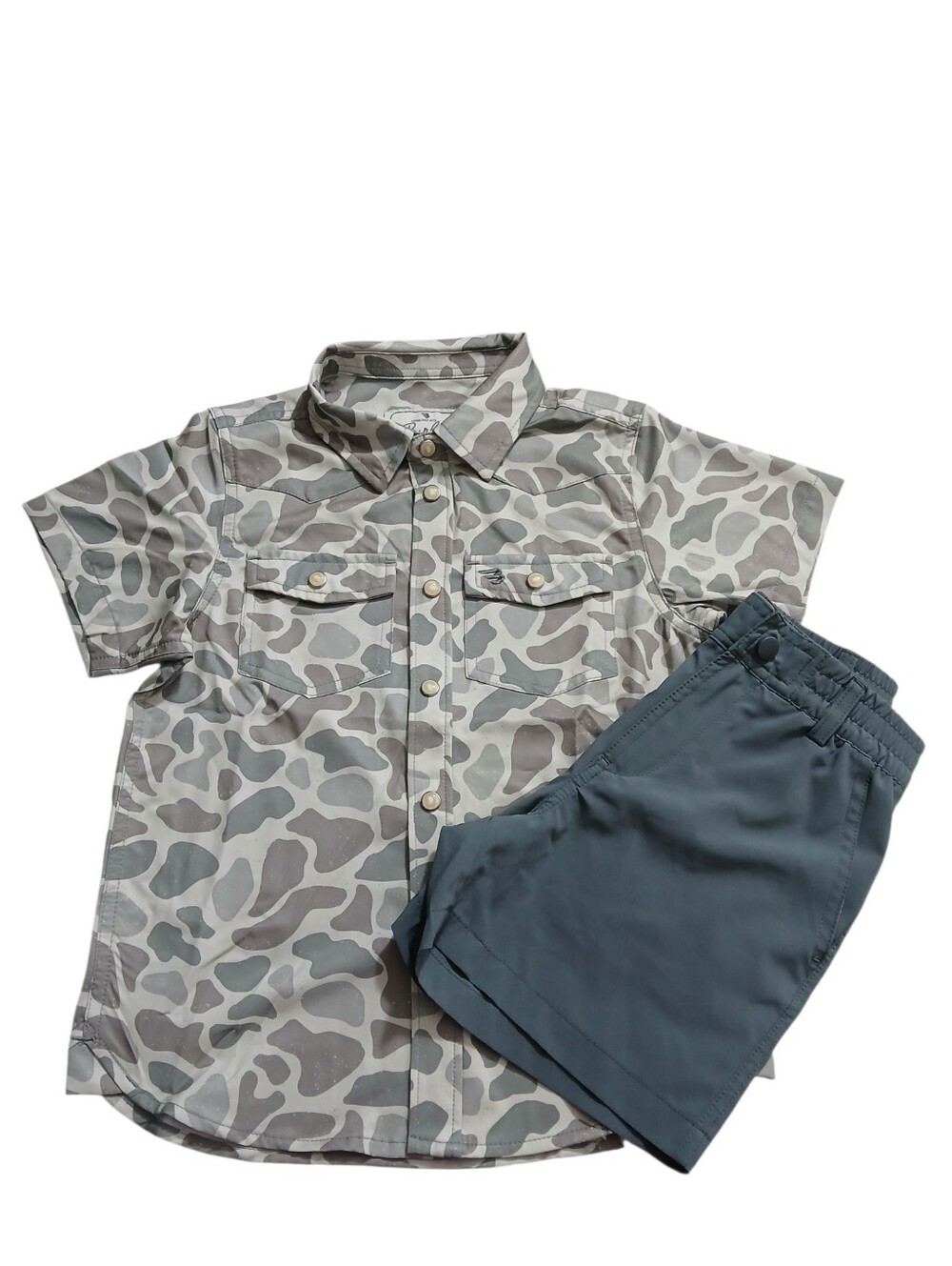 Burlebo 2pc Outfit Set Boys Small 5/6 Camo Shirt and Short